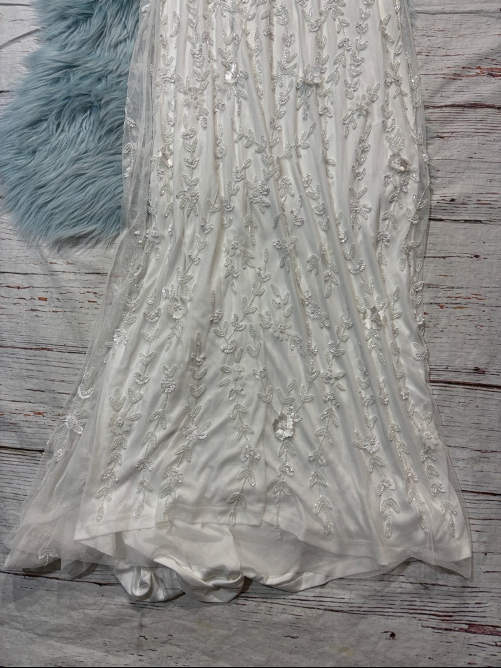 NWT Lulus Extraordinary Glamour White 3D Floral Beaded Backless Maxi Dress - Picture 10 of 11